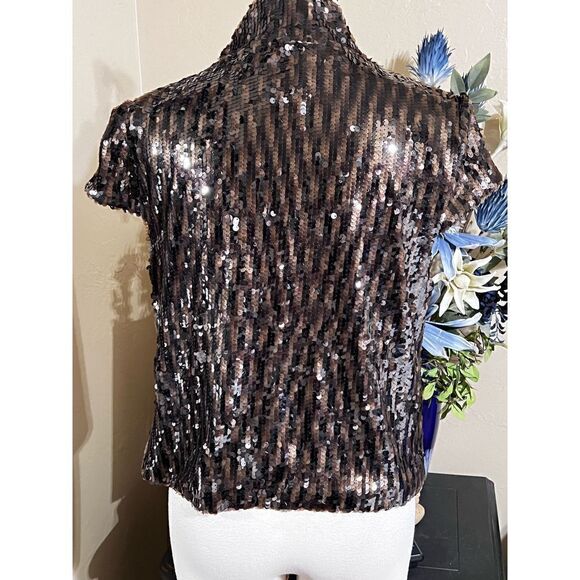 Sharon Young All Over Sequined Bolero Style Jacket Size Medium - Picture 3 of 4
